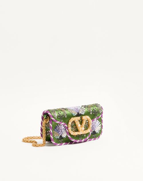 Valentino Garavani - Valentino Garavani Locò Small Embroidered Shoulder Bag With Jewel Logo - Multicolour - Woman - Shoulder Bags